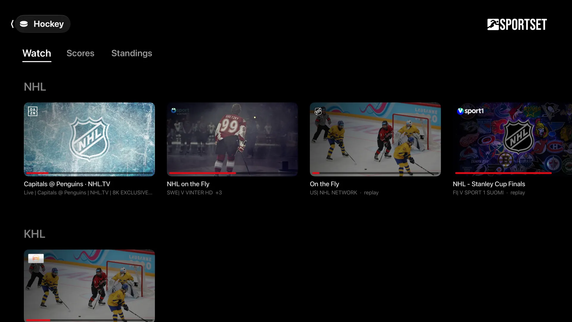 The hockey page: the NHL and the KHL.