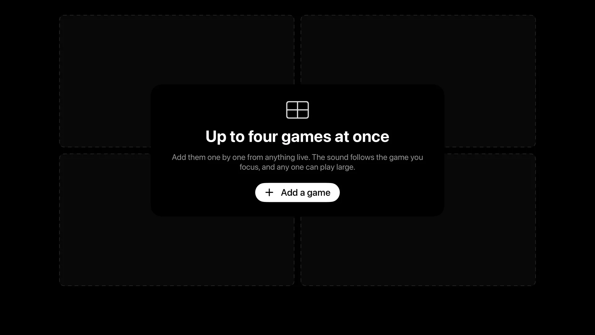 Multiview, waiting for its first game: four places on the grid and the way to add one.